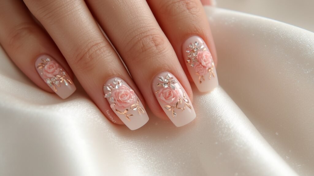 3D_Swarovski_rose_floral_bridal_nails